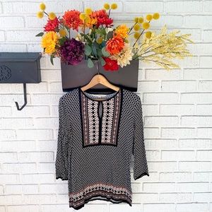 Max Studio Long Sleeve Textile Patterned Blouse